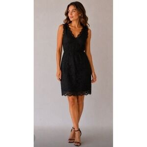 J.Crew Collection Lace Sheath Dress Womens 4 Black  Silk Lined LBD Romantic Goth